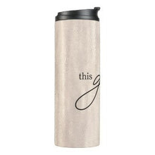 Thermal Tumbler "this girl can" 12oz, Stainless Steel, Flip Top, Blush Pearl Design, Gift for Her, Travel Tumbler, Office Tumbler, Drinkware