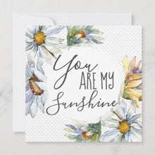 Daisy Greeting Card Set of 3 "You Are My Sunshine"  Flat Card, Blank Card, Blue Polka-Dots, Daisy Floral Blue Polka-Dots, Any Occassion Card