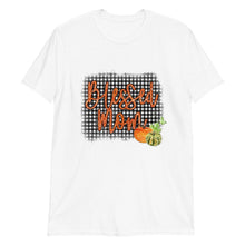 Fall "Blessed Mom" Unisex T-Shirt, Black White Gingham, Pumpkins, Mom Fall T-shirt