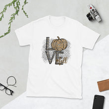 Fall Unisex T-shirt, Love Fall, Gold Gray Design, Pumpkin, Women Fall T-shirt