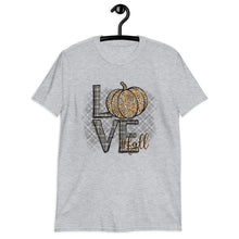 Fall Unisex T-shirt, Love Fall, Gold Gray Design, Pumpkin, Women Fall T-shirt