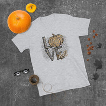Fall Unisex T-shirt, Love Fall, Gold Gray Design, Pumpkin, Women Fall T-shirt