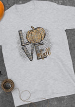 Fall Unisex T-shirt, Love Fall, Gold Gray Design, Pumpkin, Women Fall T-shirt