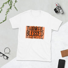Funny Thanksgiving T-shirt "Thankful Blessed Kind of a Mess" Orange Sublimation, Short-Sleeve, Unisex T-Shirt