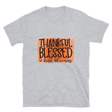 Funny Thanksgiving T-shirt "Thankful Blessed Kind of a Mess" Orange Sublimation, Short-Sleeve, Unisex T-Shirt