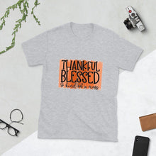 Funny Thanksgiving T-shirt "Thankful Blessed Kind of a Mess" Orange Sublimation, Short-Sleeve, Unisex T-Shirt