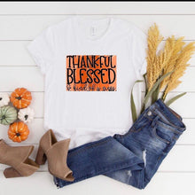 Funny Thanksgiving T-shirt "Thankful Blessed Kind of a Mess" Orange Sublimation, Short-Sleeve, Unisex T-Shirt