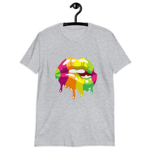 Unisex T-shirt, Multi-Colored Dripping Lips, Lips T-shirt, Short-Sleeve, Women Lips T-shirt
