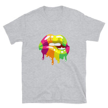 Unisex T-shirt, Multi-Colored Dripping Lips, Lips T-shirt, Short-Sleeve, Women Lips T-shirt