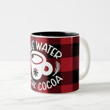 Mug "Save Water Drink Cocoa" Buffalo Plaid Red Black, Christmas Cocoa Mug, Holiday Cocoa Mug, Stocking Stuffer Mug, Christmas Office Gift