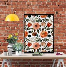 Orange Floral Wall Art, Orange and Peach Floral Print,  Earth Tones Flower Wall Decor