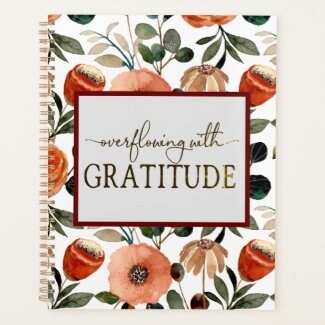 Gratitude Journal, Daily Planner, Start Anytime Planner, Orange and Peach Floral Planner, Gift for Her