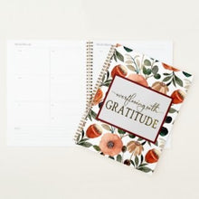 Gratitude Journal, Daily Planner, Start Anytime Planner, Orange and Peach Floral Planner, Gift for Her
