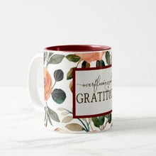 Gratitude Mug, Orange and Peach Mug "Overflowing with Gratitude" Fall Gift Mug, Gift for Her, Thanksgiving Hostess Gift Mug