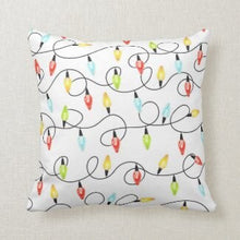 Christmas Lights Pillow, White Pillow, Multi-Colored Christmas Lights,  Includes Pillow and Cover, Christmas Pillow