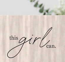 Set of 3 Flat Cards "this girl can." Blush Pearl Background, Blank, Encouragement Cards for Her, Envelopes Included
