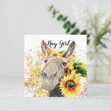Sunflower Flat Card Set of 3 "Hay Girl" Watercolor Donkey with Sunflowers, Blank Cards, Cards for Her, Fall Greeting Cards, Sunflower Cards