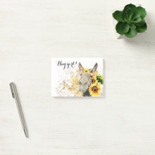 Sunflower Post-It Notes  "Hay Girl" Watercolor Donkey with Sunflowers, Gifts for Her, Fall Sunflower Gifts,
