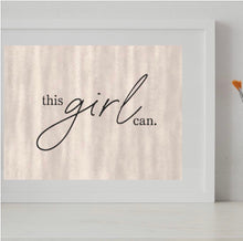 Set of 3 Flat Cards "this girl can." Blush Pearl Background, Blank, Encouragement Cards for Her, Envelopes Included