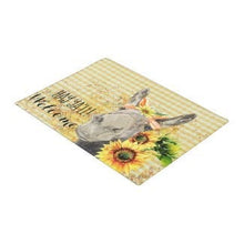 Sunflower Donkey Door Mat, Watercolor Donkey with Sunflowers "Hay Ya'll Welcome" Indoor Outdoor Mat, Summer and Fall Sunflower Door Mat