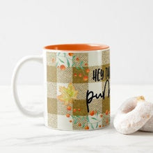 Ceramic Mug "Hey There Pumpkin" Buffalo Plaid, Pumpkins, Fall Mug, Gift for Her, Mug for Her, Mug  Fall Hostess Gift, Fall Friendship Gift