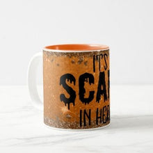 Halloween Mug "It's Scary in Here" Orange, Halloween Gift for Her, Ceramic Mug for Her, Mug With Words