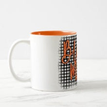 Fall Ceramic Mug "Blessed Mom" Pumpkins and Black Gingham, Fall Gift for Mom, Fall Mugs for Mom, Fall Dinkware