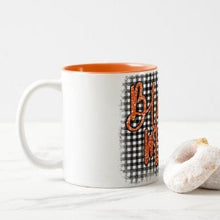 Fall Ceramic Mug "Blessed Mom" Pumpkins and Black Gingham, Fall Gift for Mom, Fall Mugs for Mom, Fall Dinkware