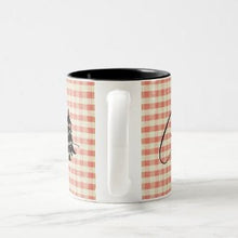 Christmas Ceramic Mug, "Merry Christmas" Two Tone 11 oz mug, Red Gingham, Christmas Gift Mug, Mug With Words, Kitchen Christmas Gift