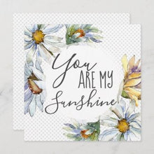 Daisy Greeting Card Set of 3 "You Are My Sunshine"  Flat Card, Blank Card, Blue Polka-Dots, Daisy Floral Blue Polka-Dots, Any Occassion Card