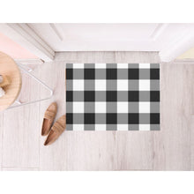 Buffalo Plaid Door Mat, Black and White, Indoor Outdoor Covered Porch Mat, Checked Decor, Every Season Porch Decor