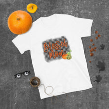Fall "Blessed Mom" Unisex T-Shirt, Black White Gingham, Pumpkins, Mom Fall T-shirt
