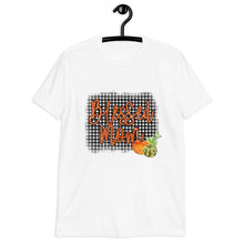 Fall "Blessed Mom" Unisex T-Shirt, Black White Gingham, Pumpkins, Mom Fall T-shirt