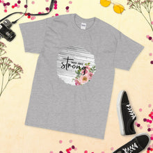 Cotton Unisex T-shirt "You Are Strong" Floral Sublimation, T-shirt With Words, Women T-shirt