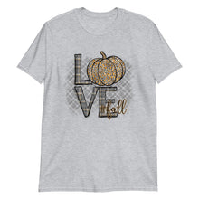 Fall Unisex T-shirt, Love Fall, Gold Gray Design, Pumpkin, Women Fall T-shirt