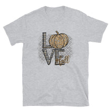 Fall Unisex T-shirt, Love Fall, Gold Gray Design, Pumpkin, Women Fall T-shirt