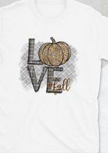 Fall Unisex T-shirt, Love Fall, Gold Gray Design, Pumpkin, Women Fall T-shirt