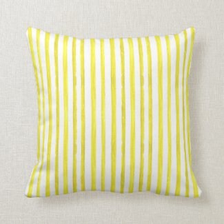 Yellow Striped Pillow, Yellow White Watercolor Stripe Pillow, Cover and Insert, Yellow White Pillow, Accent Pillow, Living Room Refresh