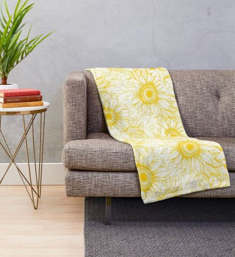 Golden Sunflower Throw Blanket, Polyester Fleece, Washable, Sunflower Blanket, Sunflower Bedding, Living Room Refresh, Sunflower Decor