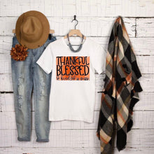 Funny Thanksgiving T-shirt "Thankful Blessed Kind of a Mess" Orange Sublimation, Short-Sleeve, Unisex T-Shirt