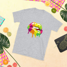Unisex T-shirt, Multi-Colored Dripping Lips, Lips T-shirt, Short-Sleeve, Women Lips T-shirt