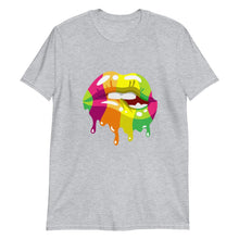 Unisex T-shirt, Multi-Colored Dripping Lips, Lips T-shirt, Short-Sleeve, Women Lips T-shirt