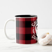Mug "Save Water Drink Cocoa" Buffalo Plaid Red Black, Christmas Cocoa Mug, Holiday Cocoa Mug, Stocking Stuffer Mug, Christmas Office Gift