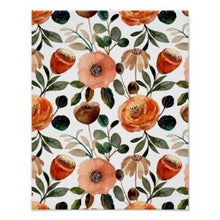 Orange Floral Wall Art, Orange and Peach Floral Print,  Earth Tones Flower Wall Decor