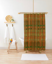 Tartan Plaid Shower Curtain, Orange, Green, Tartan Plaid, Cabin Decor, Rustic Earth Colors,  Fall Plaid Bath Decor, Rustic Bath Decor