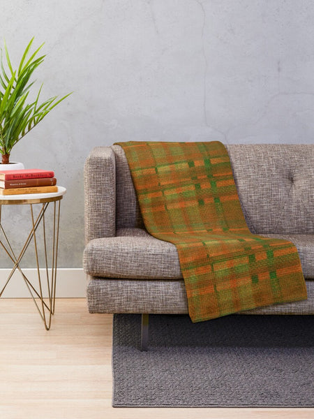Tartan Plaid Blanket, Orange, Green, Tartan Plaid Accent Throw, Living Room Refresh, Earth Colors Accent, Fall Plaid Blanket, Cabin Decor