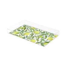 Lemon Decorative Acrylic Tray, Lemon and Leaves, Yellow and Green, Lemon Pattern Serving Tray, Lemon  Home Decor