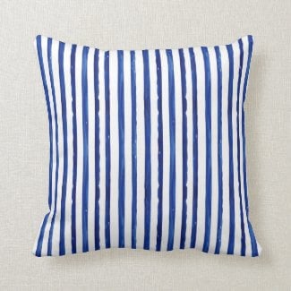 Blue Striped Pillow, Blue White Watercolor Stripe Pillow, Cover and Insert Pillow, Blue and White Pillow, Accent Pillow, Living Room Refresh