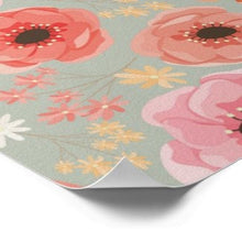 Floral Wall Art, Orange, Peach, Pink, Coral Colors Wall Decor, Floral Wall Accent, Floral Wall Poster, Ready to Frame, Floral Home Accent
