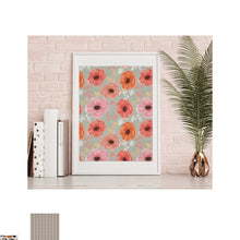 Floral Wall Art, Orange, Peach, Pink, Coral Colors Wall Decor, Floral Wall Accent, Floral Wall Poster, Ready to Frame, Floral Home Accent